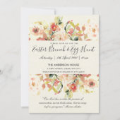 PEACH WATERVERF FLORAL EASTER BRUNCH & EGG HUNT KAART (Voorkant)