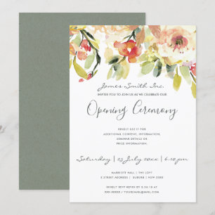 PEACH WATERVERF FLORAL GRAND OPENING CEREMONY KAART