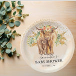 Peach Waterverf Floral Highland Koe Calf Baby Papieren Bordje<br><div class="desc">Dit ontwerp kan op het gebied worden gepersonaliseerd dat door de foto en/of tekst te veranderen wordt verstrekt. Of het kan worden aangepast door te klikken deze Sjabloon personaliseert en dan de klik te kiezen om verdere optie aan te passen en de kleur van de achtergrond te schrappen of te...</div>