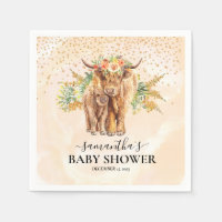 Peach Waterverf Floral Highland Koe Calf Baby