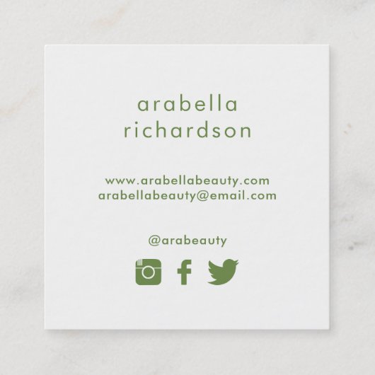 Peach Waterverf Floral | Icons voor sociale media Vierkante Visitekaartje (Achterkant)