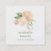Peach Waterverf Floral | Icons voor sociale media Vierkante Visitekaartje (Voorkant)