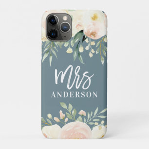 Peach waterverf floral Mrs bruiloft gift Case-Mate iPhone Case