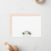 Peach Waterverf Floral Specialized Stationery Notitiekaartje (Voorkant / Achterkant in situ)