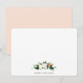 Peach Waterverf Floral Specialized Stationery Notitiekaartje (Voorkant / Achterkant)