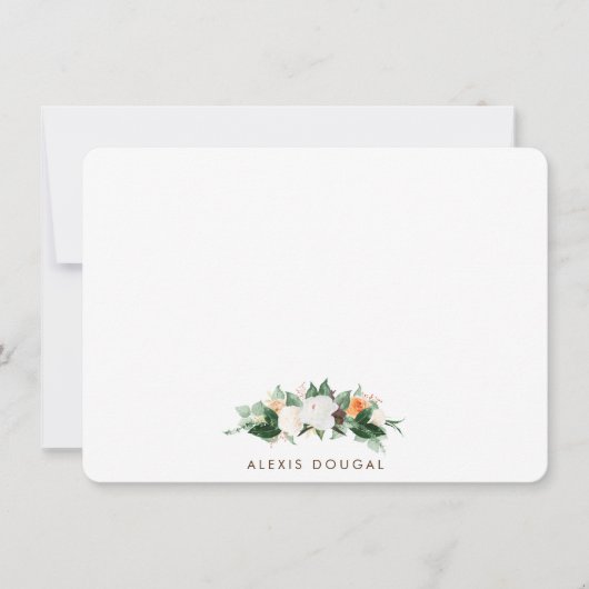 Peach Waterverf Floral Specialized Stationery Notitiekaartje (Voorkant)