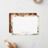 Peach Waterverf Floral Specialized Stationery Notitiekaartje (Voorkant / Achterkant in situ)