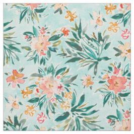 Peach Waterverf Floral Stof