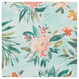 Peach Waterverf Floral Stof