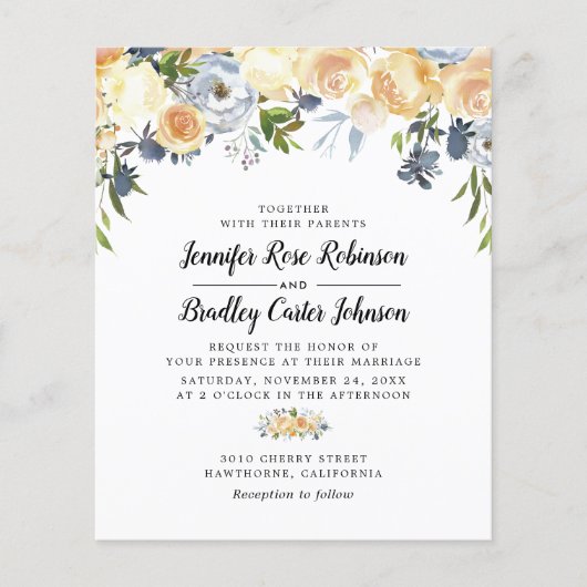 Peach Waterverf Floral Weddenschap (Voorkant)