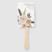 Peach Waterverf Floral Wedding Programme Fans Handwaaier (Voorkant)