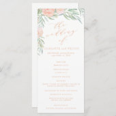 Peach Waterverf Flower Wedding Program Programmakaart (Voorkant / Achterkant)