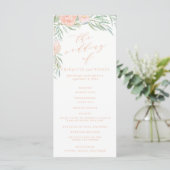 Peach Waterverf Flower Wedding Program Programmakaart (Staand voorkant)