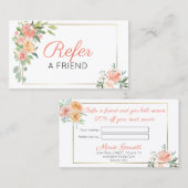 Peach Waterverf Flowers Aanbevelingskaartje (Voorkant / Achterkant)