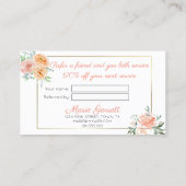 Peach Waterverf Flowers Aanbevelingskaartje (Achterkant)