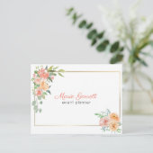 Peach Waterverf Flowers Briefkaart (Staand voorkant)