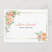 Peach Waterverf Flowers Briefkaart (Voorkant)