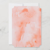 Peach Waterverf Flowers Modern Wedding Invitation Kaart (Achterkant)