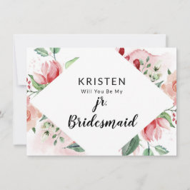 Peach Waterverf Jr. Bridesmaid proposal Kaart