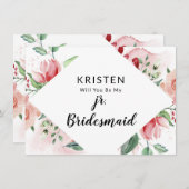 Peach Waterverf Jr. Bridesmaid proposal Kaart (Voorkant / Achterkant)