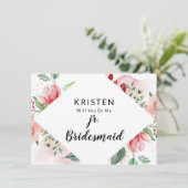 Peach Waterverf Jr. Bridesmaid proposal Kaart (Staand voorkant)