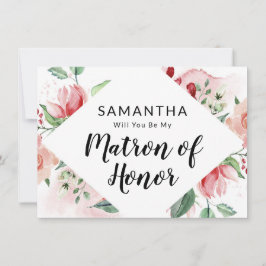 Peach Waterverf Matron of Honor proposal Kaart
