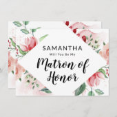 Peach Waterverf Matron of Honor proposal Kaart (Voorkant / Achterkant)