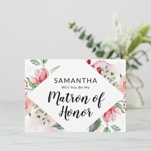 Peach Waterverf Matron of Honor proposal Kaart (Staand voorkant)