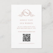 Peach Waterverf Monogram QR Code/RSVP Online Informatiekaartje (Voorkant)