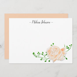 Peach Waterverf Roos gepersonaliseerd Notitiekaartje
