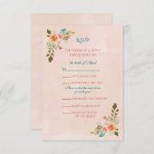 Peach Waterverf Roos RSVP-kaart RSVP Kaartje (Voorkant / Achterkant)