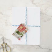 Peach Waterverf Rozen & Groene bladeren Prijs Labe Cadeaulabel (Met Touw)