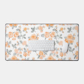 Peach waterverf rozen patroon bureaumat (Keyboard & Muis)