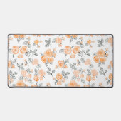 Peach waterverf rozen patroon bureaumat (Voorkant)