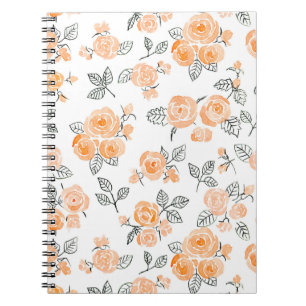 Peach waterverf rozen patroon notitieboek