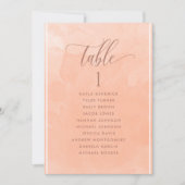 Peach Waterverf Seatplan Card met gastnamen (Voorkant)