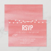 Peach Waterverf String Lights RSVP Kaartje (Voorkant / Achterkant)