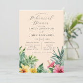 Peach Waterverf Tropical Flowers repetitie diner Kaart (Staand voorkant)