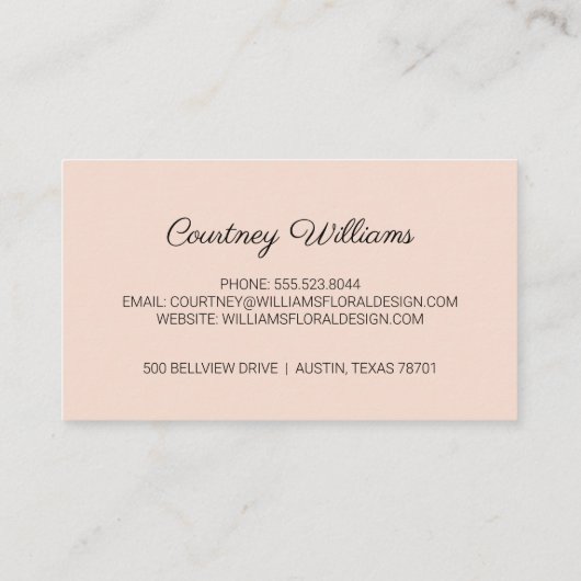 Peach Wedding Bouquet Floral Design Visitekaartje (Achterkant)