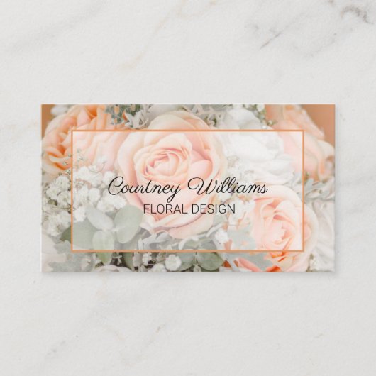 Peach Wedding Bouquet Floral Design Visitekaartje (Voorkant)