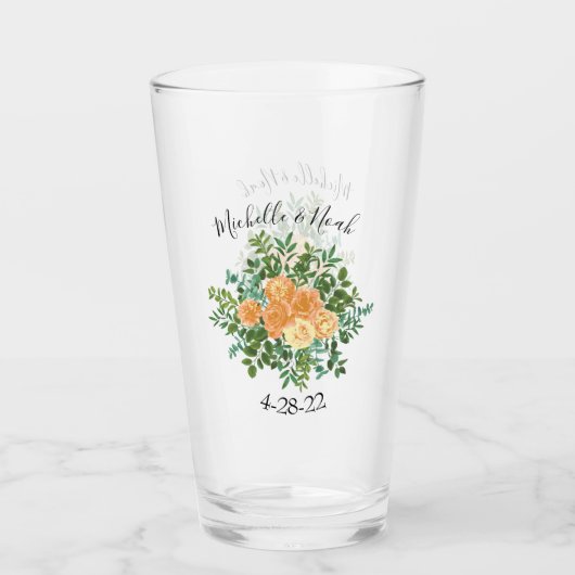 Peach Wedding Classic Floral Rozen Glas (Voorkant)
