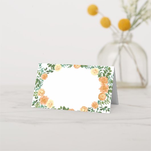 Peach Wedding Classic Floral Rozen Plaatskaartje (Voorkant)