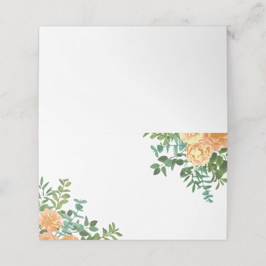Peach Wedding Classic Floral Rozen Plaatskaartje (Buitenkant ongevouwen)