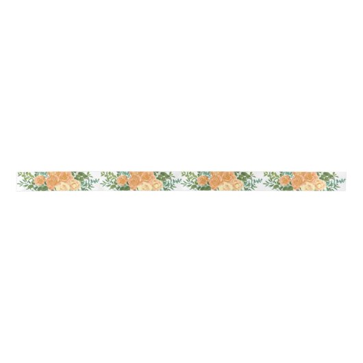 Peach Wedding Classic Floral Rozen Satijnen Lint (Voorkant)