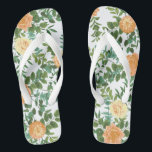 Peach Wedding Classic Floral Rozen Teenslippers<br><div class="desc">Een prachtig klassiek ontwerp voor een perzikbruiloft met pony's en rozen. Een prachtige zoektocht naar een elegante lente of een zomertuinhuwelijk.</div>