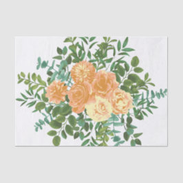 Peach Wedding Classic Floral Rozen Tissuepapier