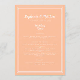 Peach Wedding Dinner Menu Gast Modern Place Card