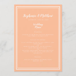 Peach Wedding Dinner Menu Gast Modern Place Card