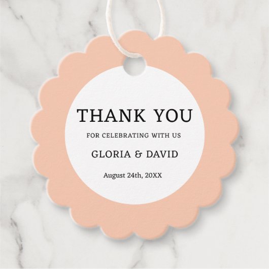 Peach Wedding Favor Labels (Voorkant)