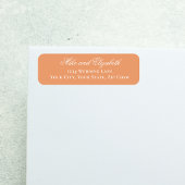 Peach Wedding Monogram Floral Script Etiket